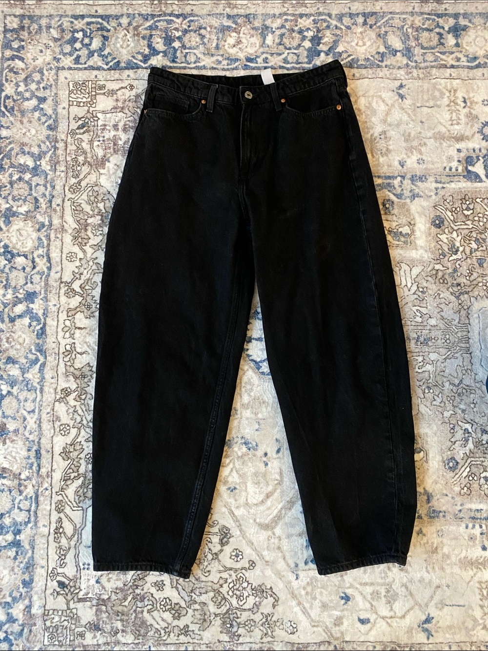 &Denim Black Barrel High-Rise Loose Fit Vintage Jeans